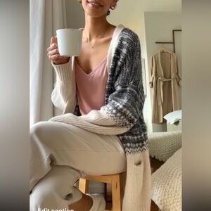 Banana Republic Open Front Fair Isle Knit Merino Wool Alpaca Blend Cardigan XSP